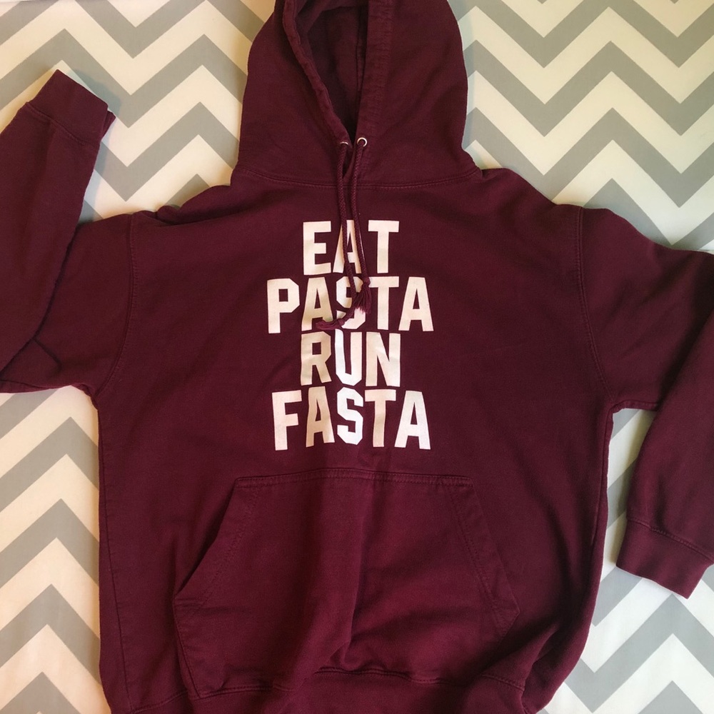 “EAT PASTA RUN FASTA” MAROON HOODIE